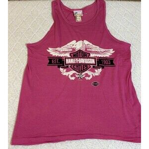 NWT Vintage 80s Islander Harley Davidson Pink Tank Top USA Men’s Size Large